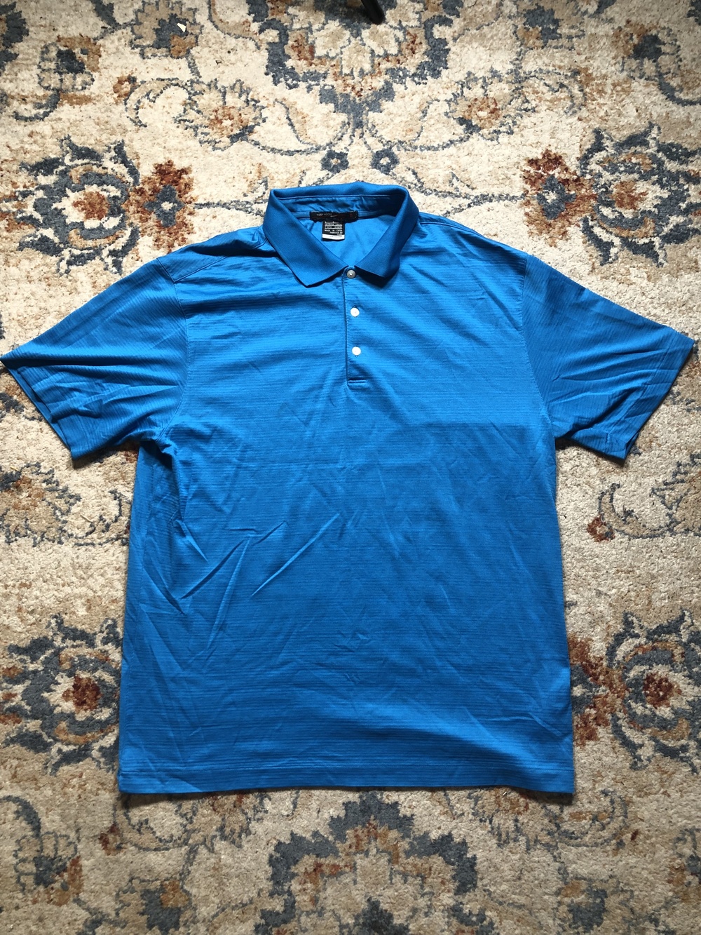 Nike Tiger Woods Collection Polo Shirt Mens Large Blue Golf Performance FitDry